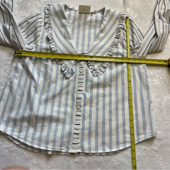 Anthropologie / Maeve / Ruffled Collar Striped Buttondown Blouse Top / size 14 - Picture 12 of 12